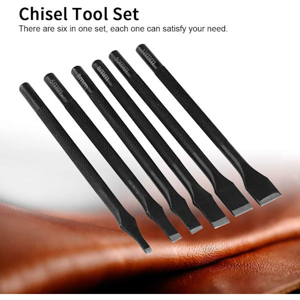 6 st Leather Metal Punch Set Läder Rakt Spår Punch DIY Hantverk Verktyg med Rakt Hål Punch Set med 3mm/5mm/6mm/8mm/10mm/12mm Läder Verktyg
