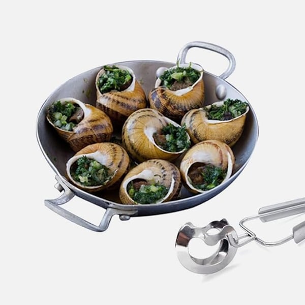 6-pakning Escargot-tang, salattang, escargot-tang, mini kjøkkentang i rustfritt stål, anti-skålding hulhode escargot-tang, for hjem, kjøkken, resta
