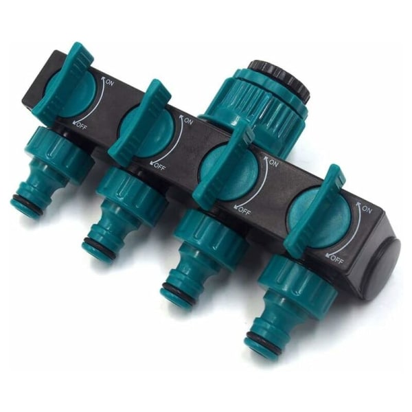 4 Way Water Distributor Hose Splitter Garden Hose Connector Y-Con