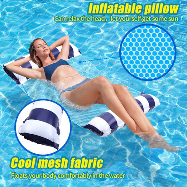 Voksen Pool Float 2 deler, Oppblåsbar Pool Madrass, Oppblåsbar Pool Hengekøye, Pool Nett Madrass, Pool Hengekøye, Oppblåsbare Floater og Madrasser