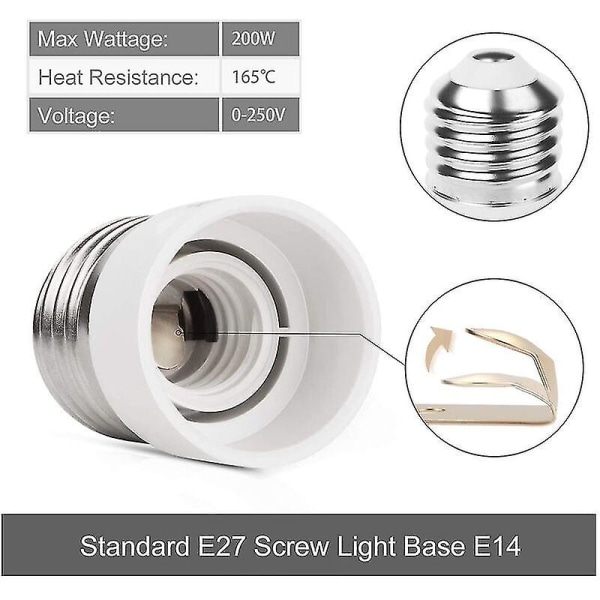 E27 till E14 4-pack sockeladapter Högkvalitativ lampbas sockelkonverteradapter för LED-lampor och glödlampor och CFL-lampor