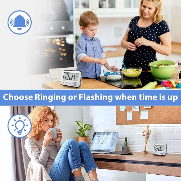 Kjøkken Timer, Multifunksjonell Vekkerklokke, Stoppeklokke med Stor