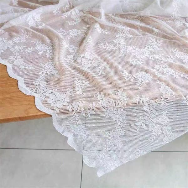 Vit spets koreansk ihålig broderi duk vardagsrum gardin