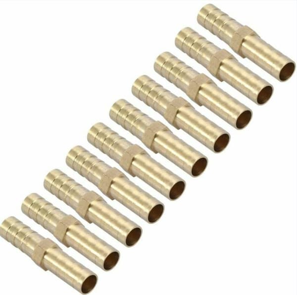 (6mm 10 stk.) Tovejs lige rørfitting messing pigget konnektor rør samling 6mm