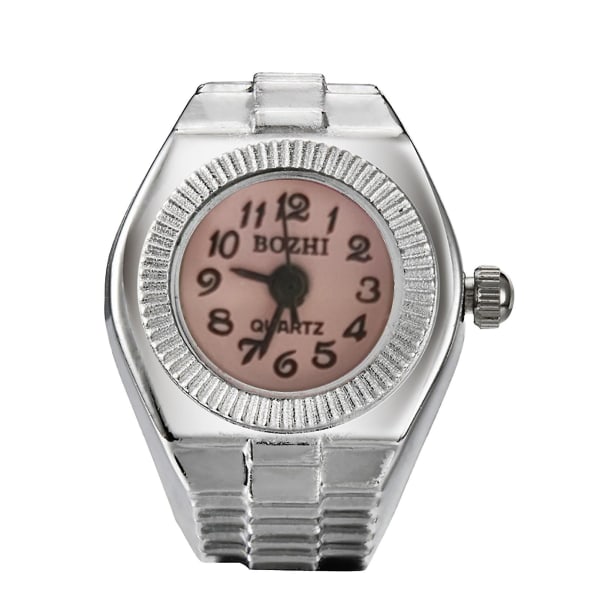 Finger Ring Watch Shape Stretchy Unisex Pointer Round Dial Quartz Watch Ring For