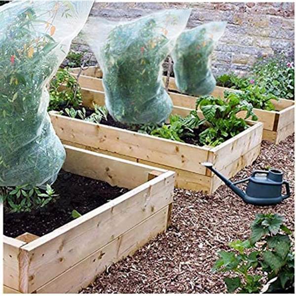 4 pak fuglenet med snoretræk - 3 x 3 ft snorelås have insektnet planteovertræk frugttrænet beskytter planter frugter citrusblomster mod vand insektfodring