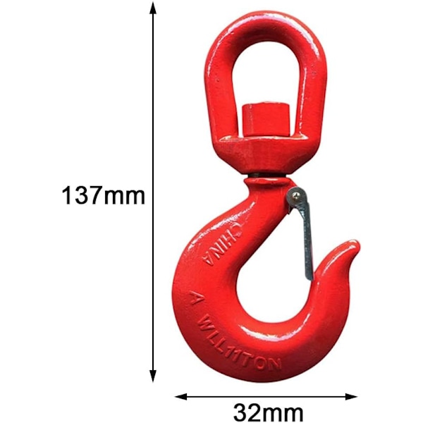 Svingbar Øje Krog, 1 Ton Smedt Alloy Stål Smedt Tilbehør Svingbar Shackle Øje Krog (Rød)