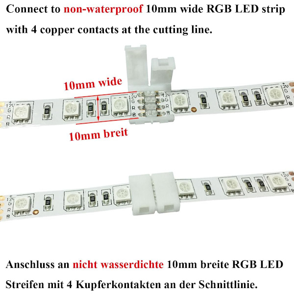 RGB 5050 LED-remsanslutning 4-stifts snabb remsanslutning för 10 mm bred Wate