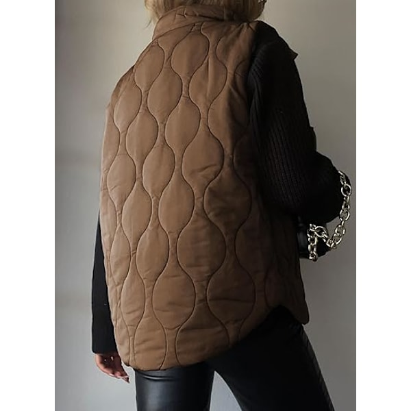 (M)Klippt Puffer Väst Kvinnor Lättvikts Quiltat Stå Krage Ärmlös Jackor Höst Knapp Zip Up Varm Kappa Ytterkläder