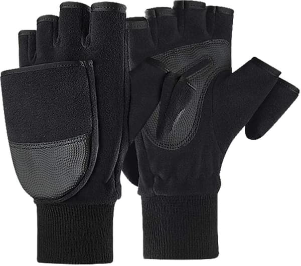 Herr vinter flip top handskar 2 i 1 varma fleece handskar halv finger