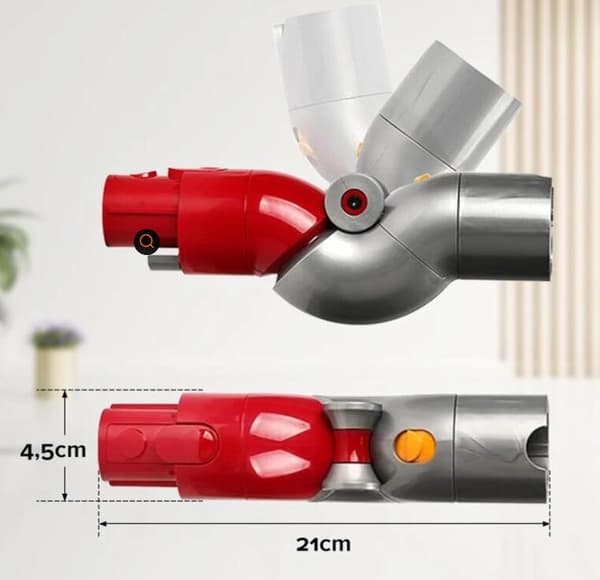 Opp/Ned Adapter for Dyson V7 V8 V10 V11 Multi-Vinkel Rotasjon Hurtigutløsning