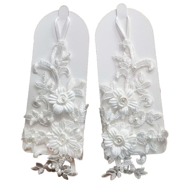 1 par hvide brudeblondebroderede blomster dug fingerhandsker
