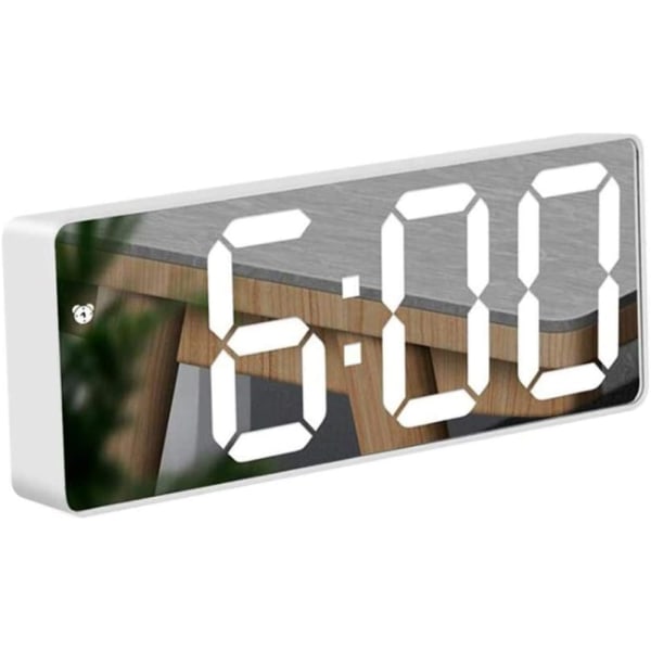 Digital spegelalarmklocka, LED-väckarklocka med snooze-funktion,
