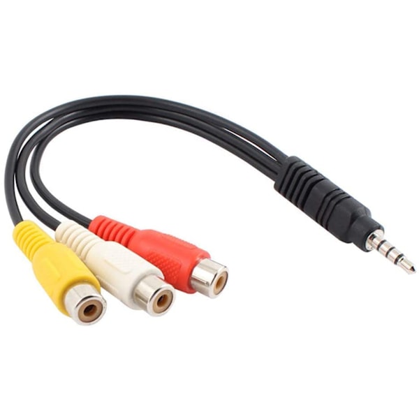 P13S 3,5 mm:n liitin 3 RCA RCA -sovitinkaapeli 30 cm, 3,5 mm:n liitinpistoke 3 RCA -naarasliittimeen TV:tä, DVD:tä, MP3:a, PC:tä ja videokameraa varten