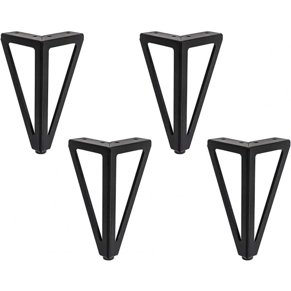 4 pakker møbelben, metal, 15 cm sorte møbelben (15 cm, sort)