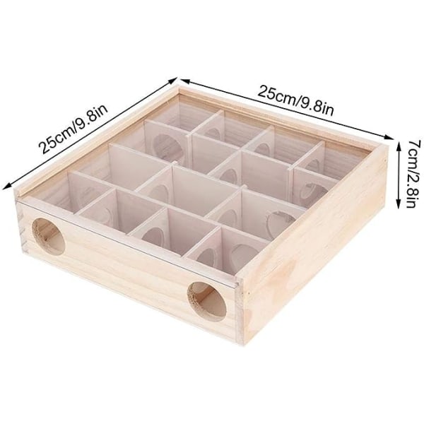 Hamster Maze Toy, Naturligt Trä Råtta Hus med Organisk Glas Inter