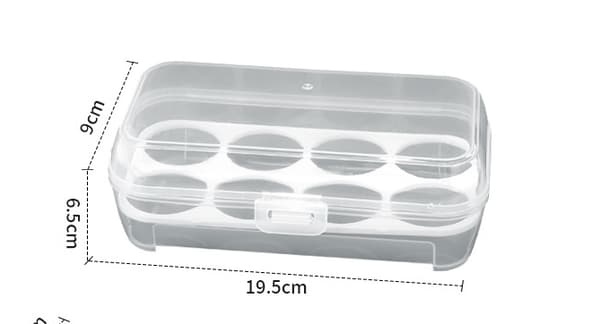 Støtsikker Eggboks for 8 Egg - Eggeholder Plast Mat Oppbevaringsboks Organizer Preservering for Egg