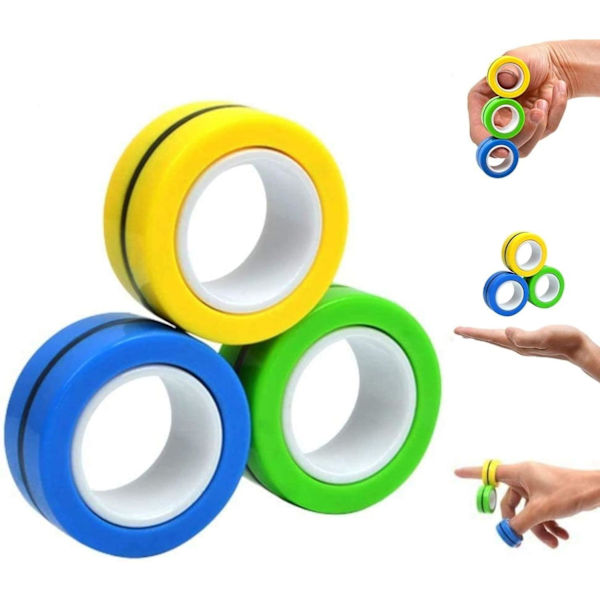 MAGNETISKA RINGAR SPINNERLEKSAK | MAGNETISK SPINNER RING STRESS, ÅNGESTLINDRARE - 3PCS MULTIFÄRG
