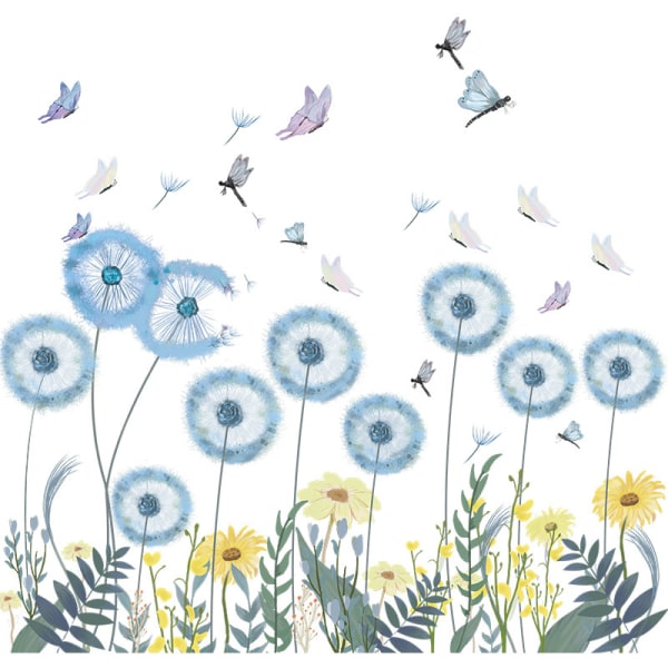 A Set of Dandelions Flowers Butterflies Wall Decals Wall Stickers