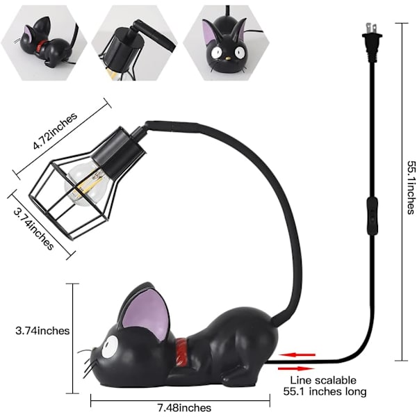 Skrivebordslampe for barn, søt kreativ anime katter harpiks liten skrivebordslampe