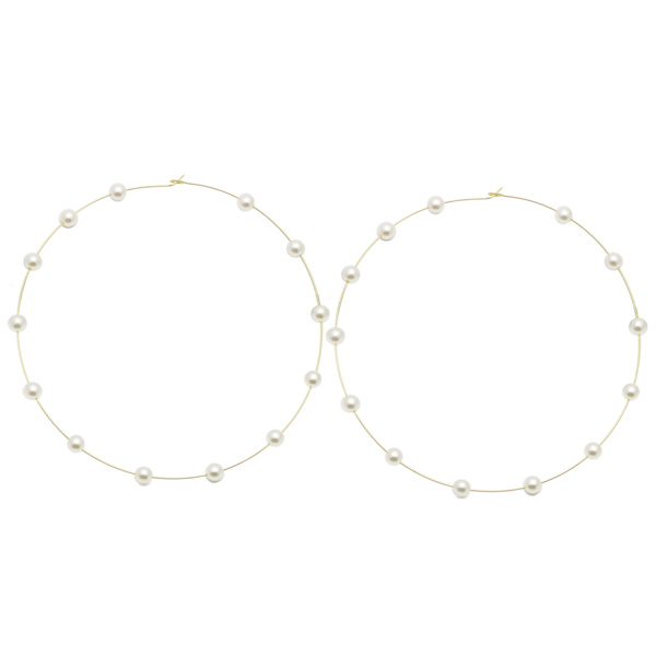 Store Hula Hoops Super Store Runde Perle Øreringe Tynde Dangle Guld Sølv Elegant Bryllup Kvinder Tilbehør Smykker Gave til hende
