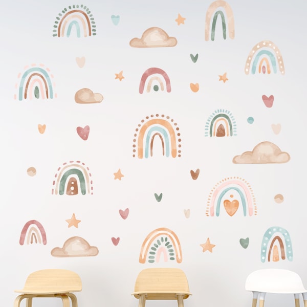 Rainbow väggdekor klistermärken för baby barnrum flickor sovrum väggdekor Removab