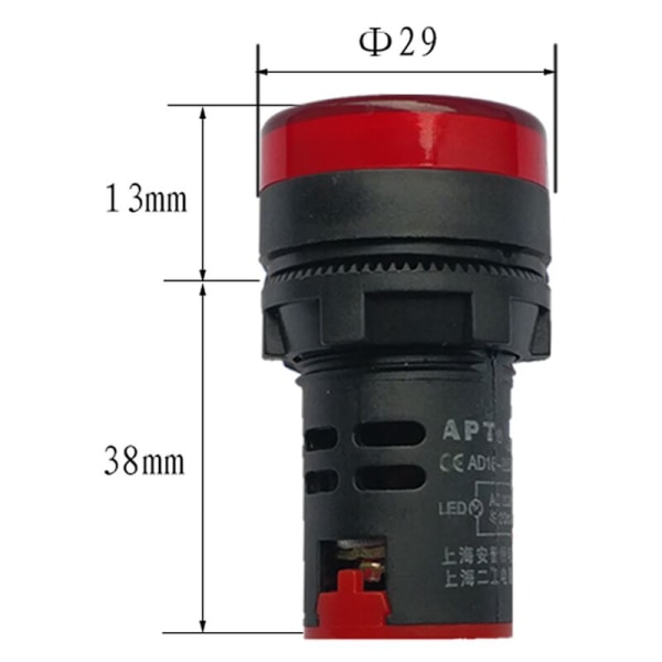 3 stk. AD16-22D/S 12 V DC 20 mA Rød/Grøn/Gul LED-blinklys