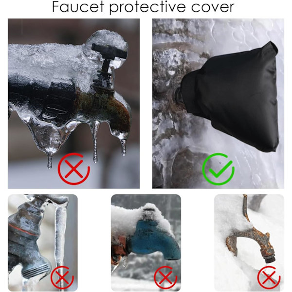 Pakke med frostbeskyttende deksler for utendørs kraner, dobbeltlags frost- og kuldebeskyttende poser, vinterfrostbeskyttelse, for å beskytte utendørs kraner