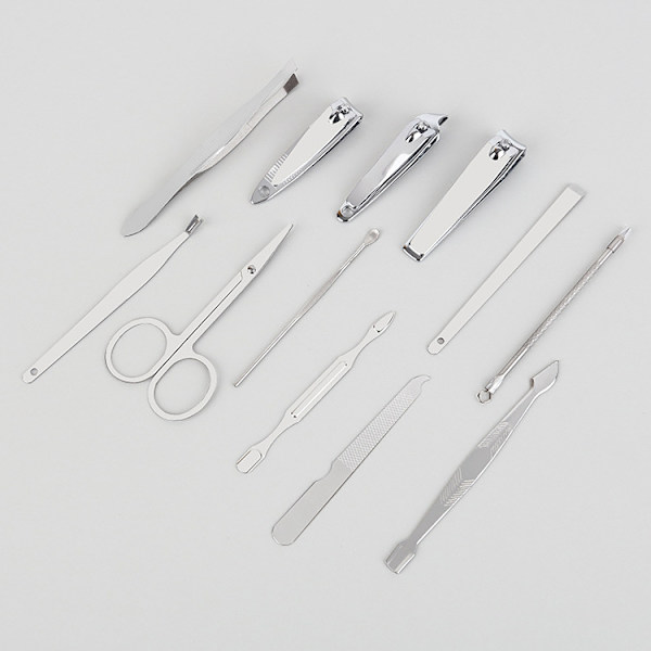Manikyr, nagelklippare set med 12 delar, professionell grooming kit med