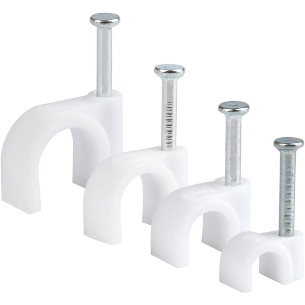 400 stk. Sæt med kabelklemmer - Runde kabelklemmer 4mm 6mm 8mm 10mm (Hvid)