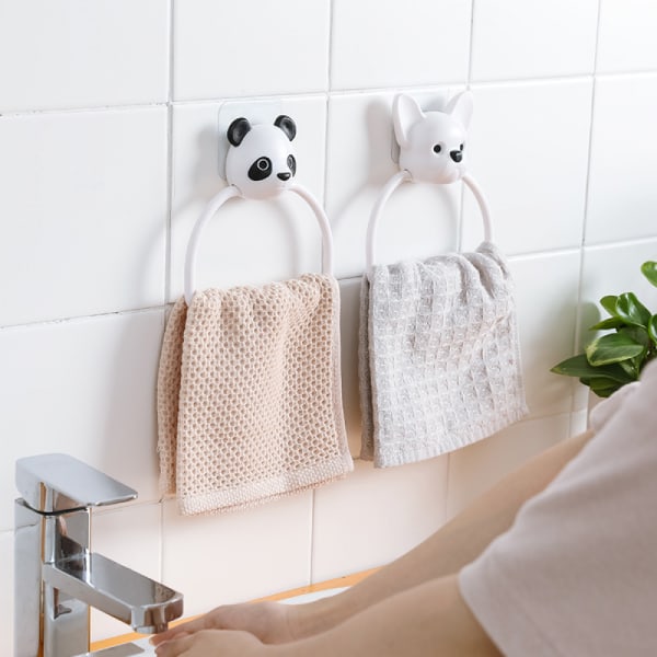 2-pack tecknade handduksringar, sugkopp badrumshandduksställ, barn plast L