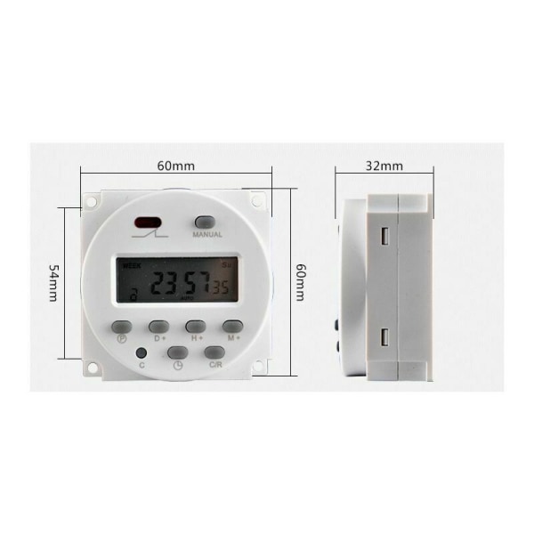 Timer Switch 12V 16A Digital Elektronisk LCD Tidsrelæ Switch Pro