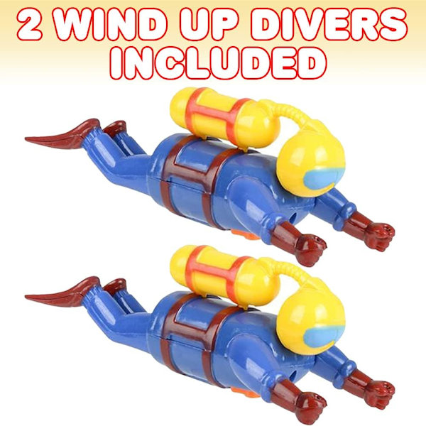 Wind Up Scuba Diver Legetøj til Børn, Sæt med 2, Svømning Vand Legetøj,