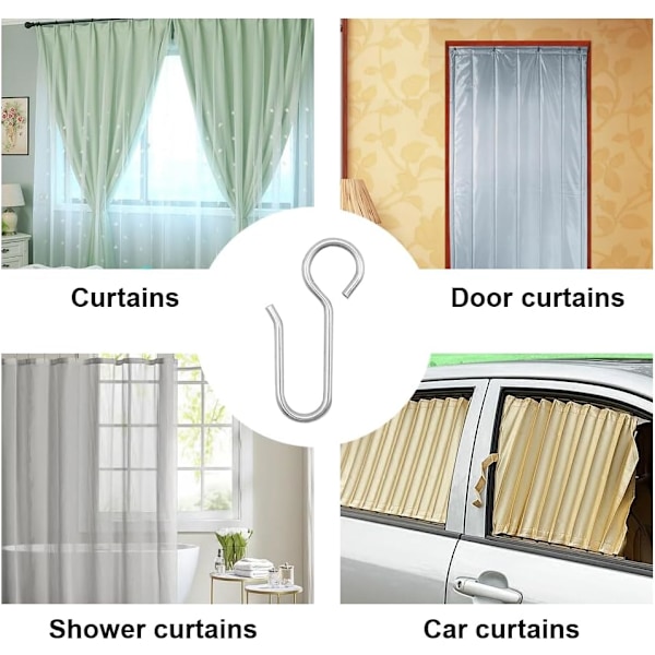 80 st Curtain Hooks, Gardinstångs-Hooks, Tunga Zink Curtain Hooks, för Dörrgardiner, etc (40x12mm)