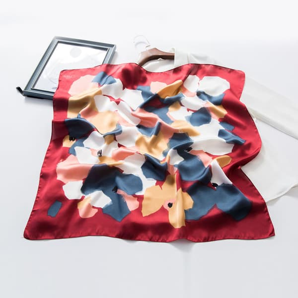 3 stk Silke Touch Skjerf Medium Square Satin Bandana Kvinner 70 × 70cm Blå+rosa+rød