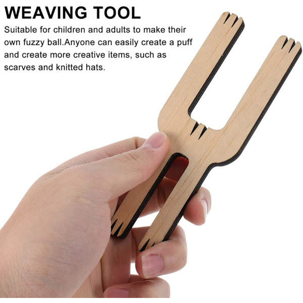 2 st Pom Pom Maker Trä Fluff Ball Waver Nål för DIY Ull Garn Stickning Hantverksprojekt