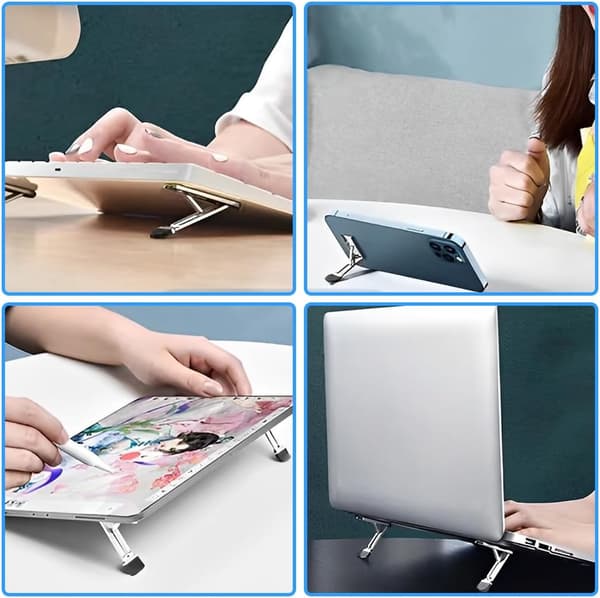 Laptopstativ, Sammenleggbart, Metall, Passer de fleste Laptoper og Datamaskintastaturer