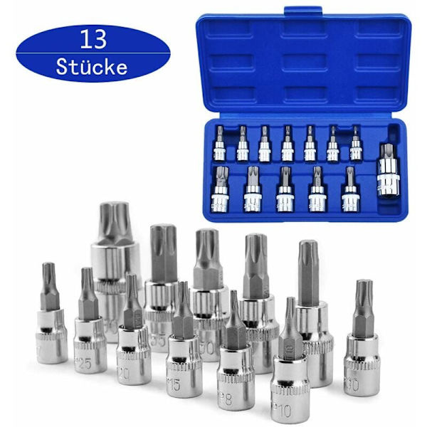 13-osainen Torx-hylsysarja T8-T70 S2-teräksestä valmistetut kuusiokoloavaimet
