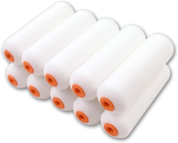 10-pack Mini 100mm Högdensitetsskumfärgvalsar för högglansbeläggningar på släta ytor