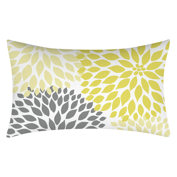 Daisy Kramande Kuddfodral Grå Gul Blommig Kombination Heminredning Kudde Soffa Ländryggkudde 30x50cm