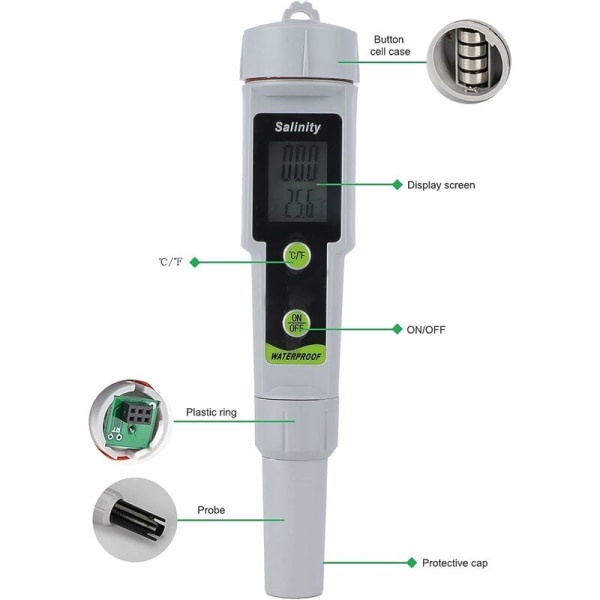 Salinitet Tester, 2-i-1 PH Meter Digital TDS Vandkvalitetstester