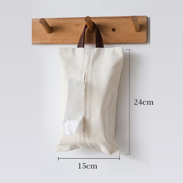 Bomullsficklåda, förvaring av papper och rullar, näsduksfodral för kök, sovrum, toalett, bil, 15*24cm, vit, grå