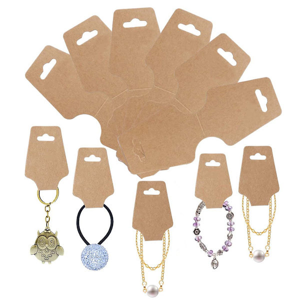 100 stk. Halskæde Displaykort Papir Smykke Displaykort Holder Smykke Displaykort til Halskæder, Armbånd, Hårnåle (Brun)