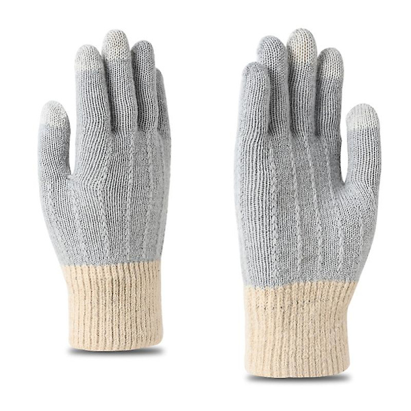 Naisten talvihanskat, lämmin neulottu kosketusnäyttö TEKSTIVIESTI Anti-Slip Thermal -hanskat villavuorella 21CM harmaa
