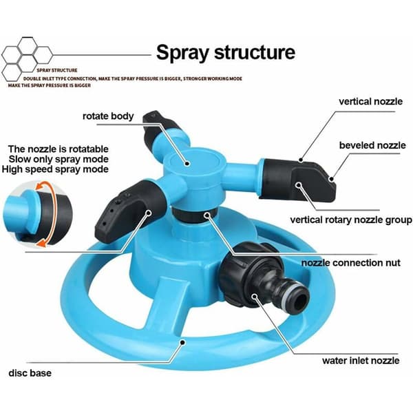 Gräsmattesprinkler 360° Automatiska spraypistoler Roterande vattensp
