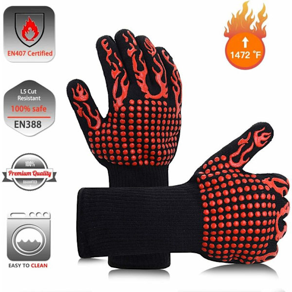 Hansker og grytekluter Finger Grill Hansker BBQ Hansker 1 Par Varmebestandige Stekeovnshansker opptil 800°C/1472°F Universal Størrelse Stekeovnshansker Stekeovnshansker（ro