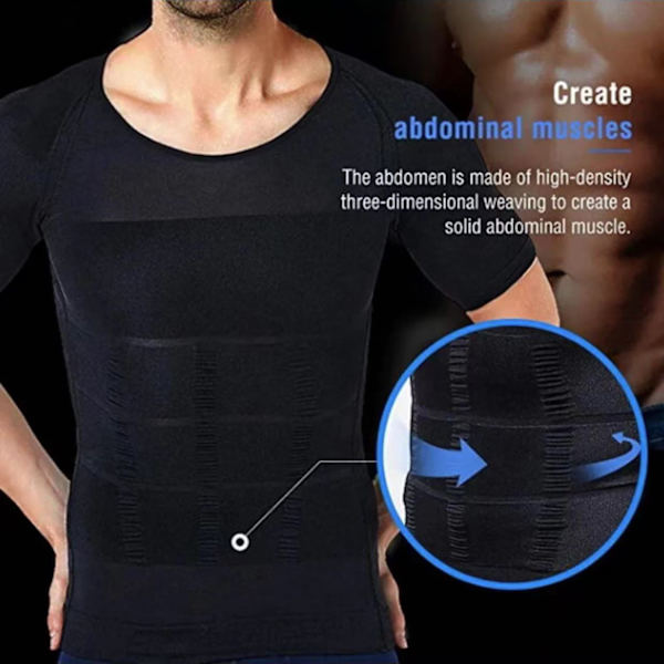 Män Shapewear Väst Sömlös Buk Slim T-Shirt Klassisk Abs Body