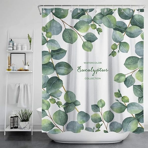 Eukalyptus Blad Bruseforhængsfor - Botanisk Tema Stof til