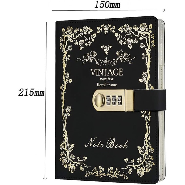 Notebook With Combination Lock-personal Diary With Padlock-pu Leather Secr