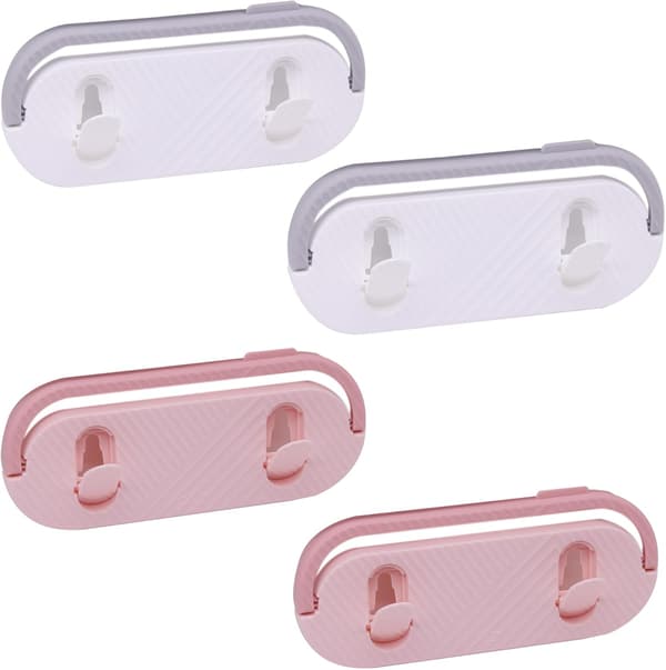 4-pack Fällbara Skohållare - Väggmontering - Borrfri - För Badrumsdörr - Grå och Rosa
